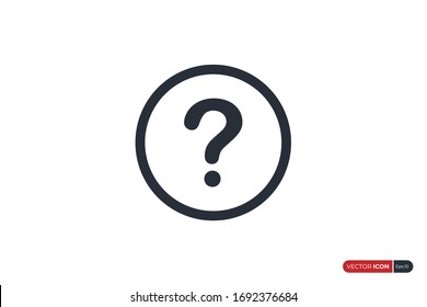 Question Icon with Circle Line isolated on White Background. Flat Vector Icon Design Template Element.