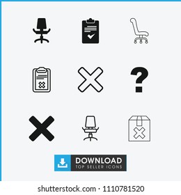 Question icon. collection of 9 question filled and outline icons such as office chair, cross. editable question icons for web and mobile.
