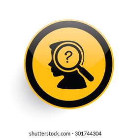 Question icon design on yellow button background,clean vector