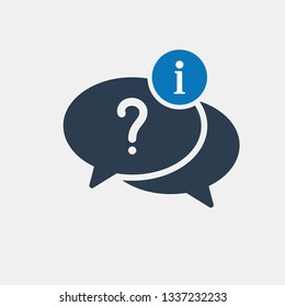 Question icon with information sign. Question icon and about, faq, help, hint symbol. Vector illustration