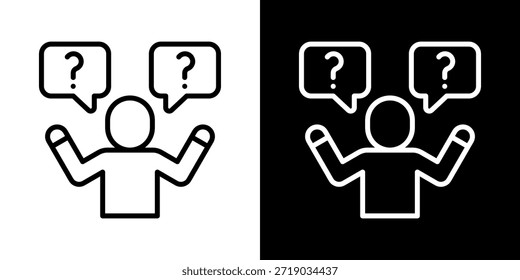 Icono de la pregunta de la línea de estilo blanco y negro