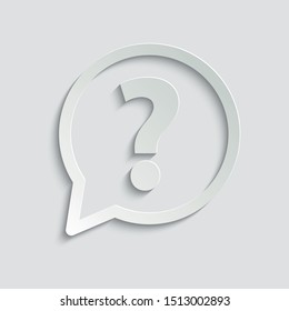  Question icon.  line style. Help  speech bubble symbol. Chat symbol with the Question icon. Vector icon for web site design, app.   paper icon  with shadow 
