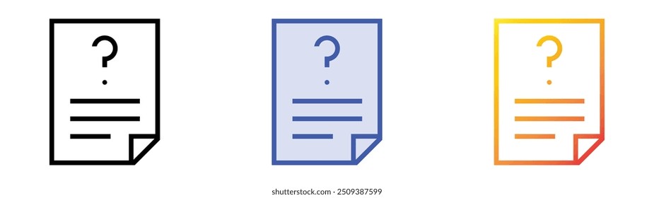 question icon. Linear, Blue Fill and Gradient Style Design Isolated On White Background