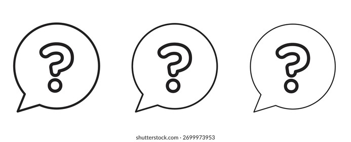 Signo de estilo lineal del icono de la pregunta para el concepto móvil y el Diseño web.