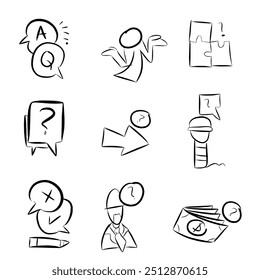 question icon lineart cartoon drawing