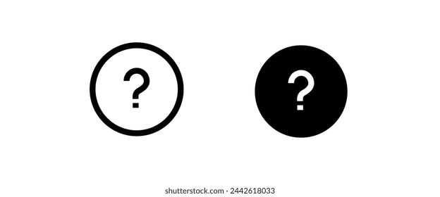 Conjunto de iconos planos y línea de signo de interrogación, trazo editable aislado en blanco, ilustración lineal de contorno vectorial, estilo de diseño de logotipo de símbolo