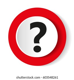 Question icon on red background. Vector illustration.