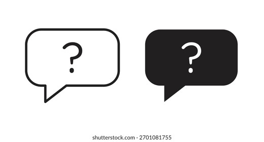 Símbolo de concepto de contorno de icono de pregunta con trazo editable en blanco