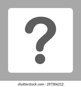Question icon from Primitive Buttons OverColor Set. This rounded square flat button is drawn with dark gray and white colors on a silver background.