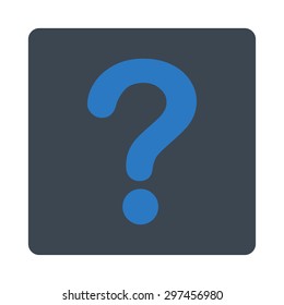 Question icon from Primitive Buttons OverColor Set. This rounded square flat button is drawn with smooth blue colors on a white background.
