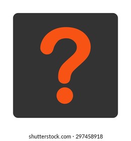 Question icon from Primitive Buttons OverColor Set. This rounded square flat button is drawn with orange and gray colors on a white background.
