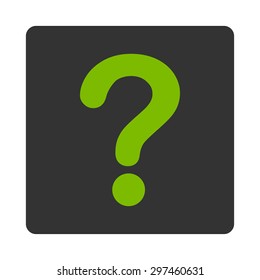 Question icon from Primitive Buttons OverColor Set. This rounded square flat button is drawn with eco green and gray colors on a white background.