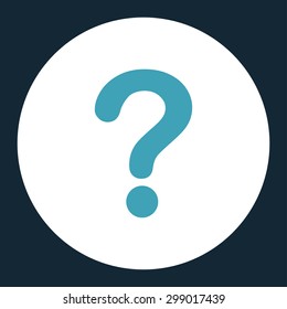 Question icon from Primitive Round Buttons OverColor Set. This round flat button is drawn with blue and white colors on a dark blue background.