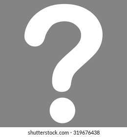 Question icon from Primitive Set. This isolated flat symbol is drawn with white color on a gray background, angles are rounded.