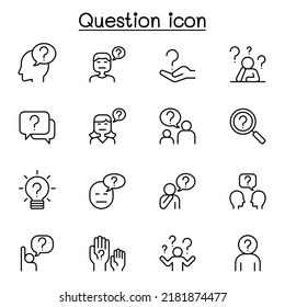 Question icon set in thin line style