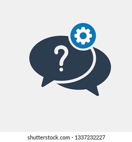 Question icon with settings sign. Question icon and customize, setup, manage, process symbol. Vector illustration