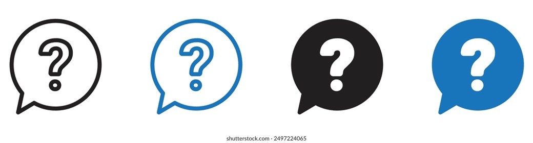 Question icon sign set in outline style graphics design