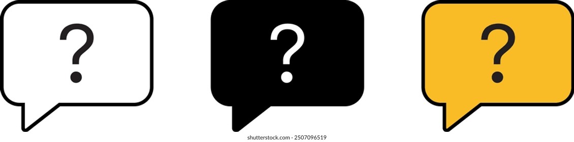 Question icon, symbol in lined, isolated and colored style. Vector illustration