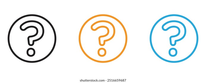 Question icon Thin line illustration set