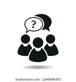 Ilustración vectorial de icono de pregunta. Un grupo de personas con un entorno tranquilo. Concepto de signo de signo de interrogación.