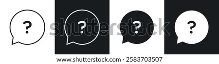 Question icons collection in black and white filled and line versions