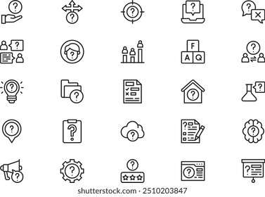 La colección de íconos de pregunta es una Ilustración vectorial con trazo editable.