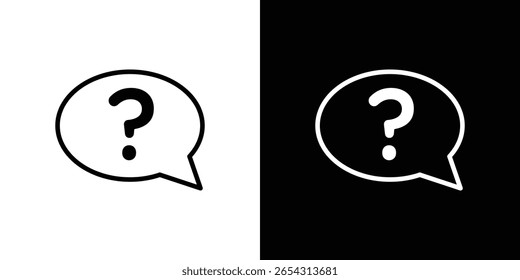 Question icons in line style. Editable black and white strokes
