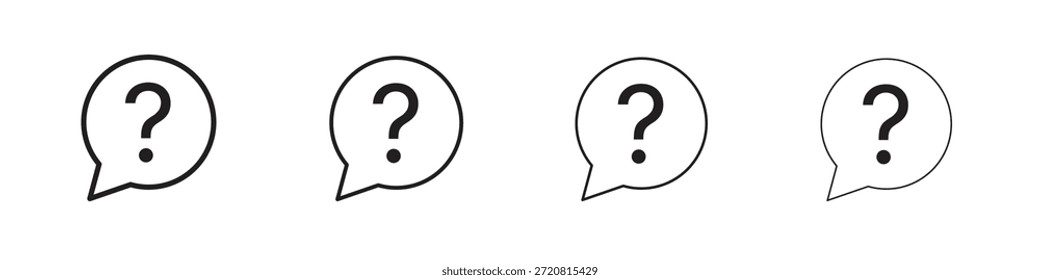 Iconos de pregunta delinean el diseño de Vector negro. Línea con trazo editable.