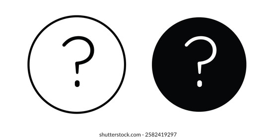 Question icons pack vectors in black flat and strokes