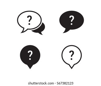 Question icons set. Black on a white background