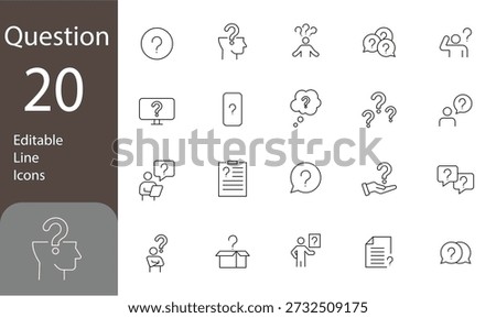 Question icons set, Question Editable Icons set. problem, ask, confusion, and more. Pictograms and infographics for mobile apps. Vector illustration