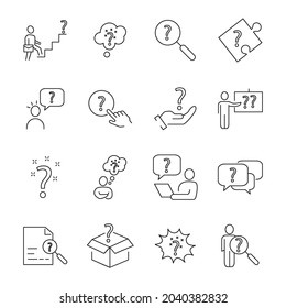 Question icons set. Question pack symbol vector elements for infographic web