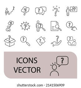 Question icons set .Question pack symbol vector elements for infographic web