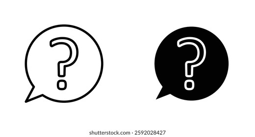 Question icons. stroke line and black solid icons