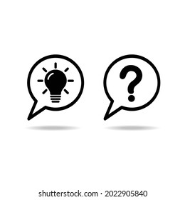 Question and idea on speech bubble icon , QA concept. Vector illustration