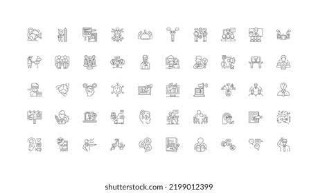Question ideas, linear icons, line signs set, vector collection