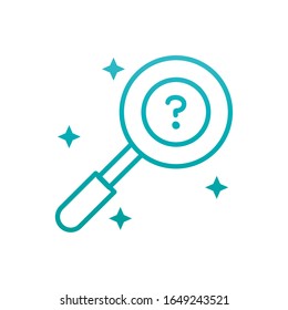 Question inside lupe gradient style icon design, Tool search magnifying glass zoom lens and exploration theme Vector illustration