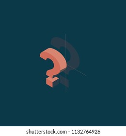 Question, isometric flat design infographic on colored background