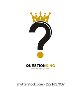 Question king logo design vector. Suitable for business, kingdom, education and question mark