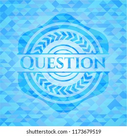Question light blue emblem with mosaic background
