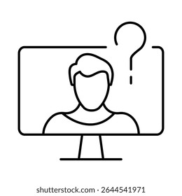 Question Line Icon. Question Mark, Thinking, Asking, Answer, Help Editable Stroke Vector Illustration
