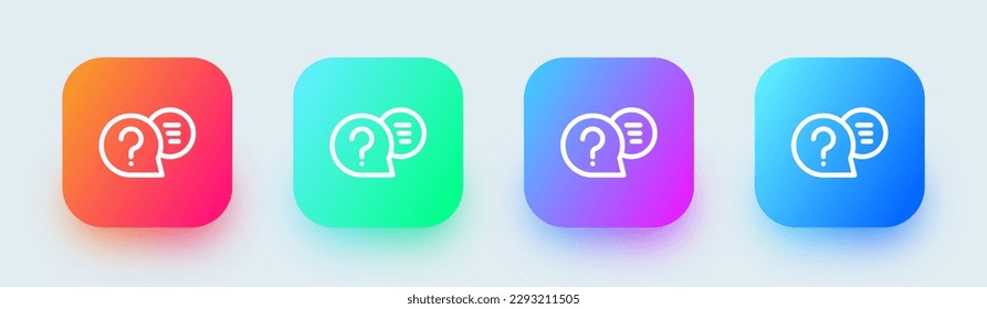 Question line icon in square gradient colors. Help signs vector illustration.