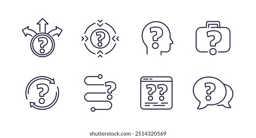 question line icons, problem, unknown and faq symbols with question marks