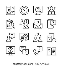 Question line icons set. Modern graphic design concepts, simple outline elements collection. Vector line icons