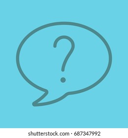 Question linear icon. Question mark inside chat bubble. Thin line outline symbols on color background. Vector illustration