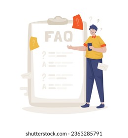 Lista de preguntas preguntas preguntas frecuentes respuesta a preguntas página web ilustración vectorial