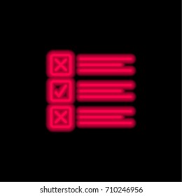 Question List red glowing neon ui ux icon. Glowing sign logo vector