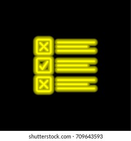 Question List yellow glowing neon ui ux icon. Glowing sign logo vector