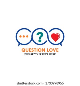 Question love logo design template illustration. there are chat, love, and question