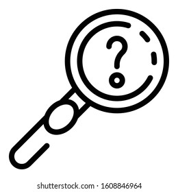Question magnifier icon. Outline question magnifier vector icon for web design isolated on white background